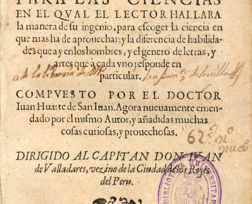 Libro Examen de Ingenios para las ciencias de Juan Huarte de San Juan